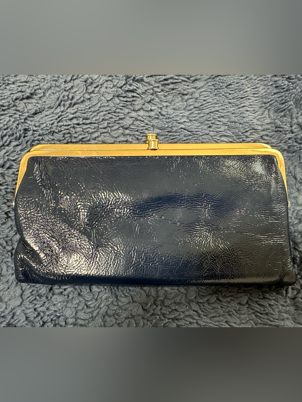 HOBO Navy Lauren Patent Clutch with Gold Frame